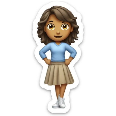 Girl in skirt balancing on one leg sticker