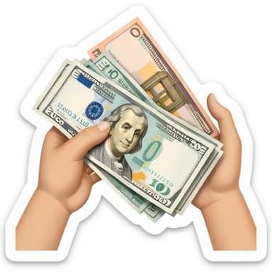 hand giving in euro bank notes exchange with US dollar bank notes sticker