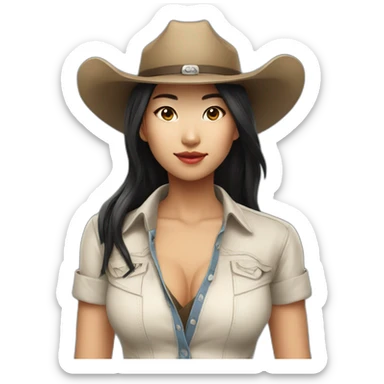 hot cowgirl asian sticker