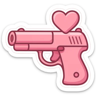 Pink heart pistol, remove background sticker