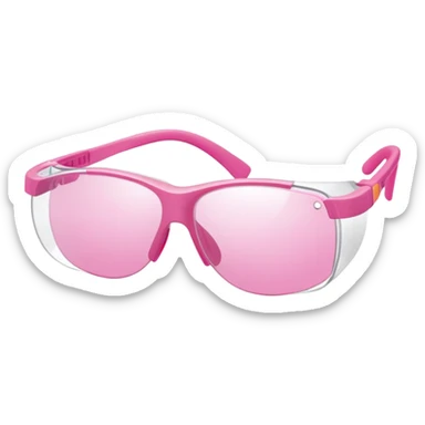 pink laboratory safety glasses, wraparound design with pink-tinted lenses, scientific eyewear sticker