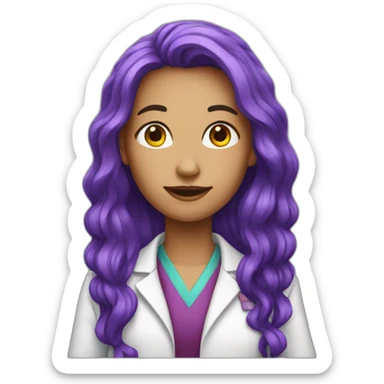 scientist women young with purple long hair sticker