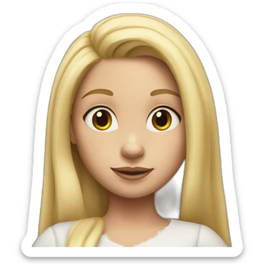 A girl with blonde hair and white skin with shrek ears sticker