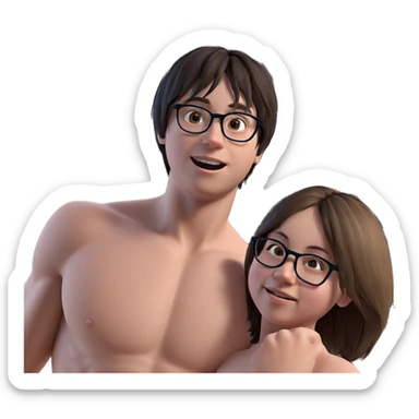 nude boy with glasses meme sticker