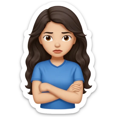 Hispanic girl with long wavy hair crossing her arms and pouting sticker