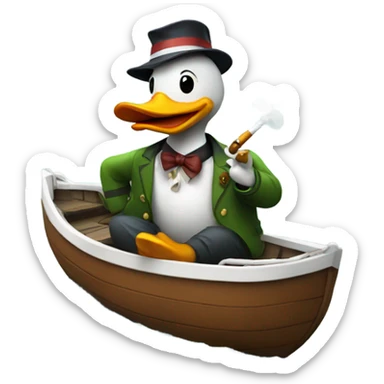 Duck smoking on a boat sticker