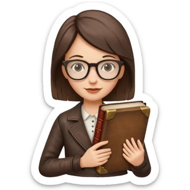Book Collector — woman + old tome + glasses sticker
