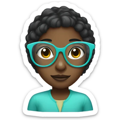 Black girl with aqua glasses sticker