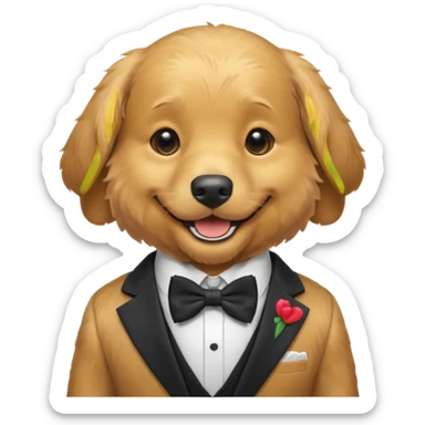 dog with bow in suit. sticker