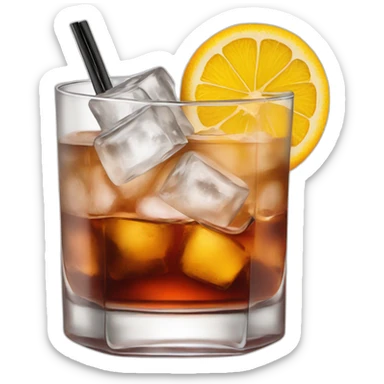 old fashioned cocktail with a big block of ice sticker