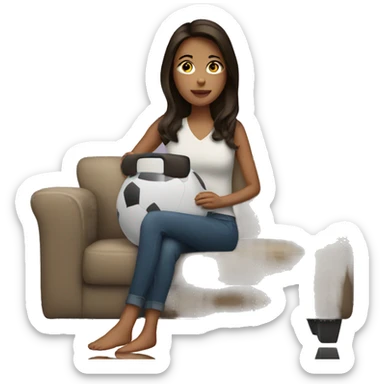 Brunette watching TV sticker