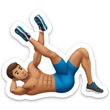 side-view of guy doing decline abdominal Crunches with sixpack sticker