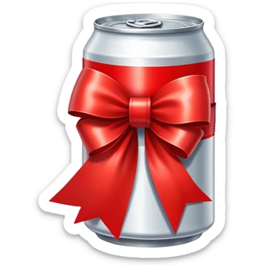 A Coca-Cola can with a bow sticker