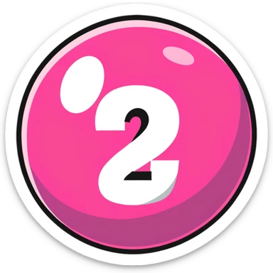 pink billiard ball with the number 23 inside a white circle sticker
