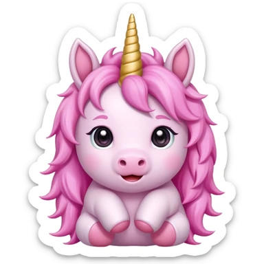 Cute happy anime style pink baby unicorn 
 sticker