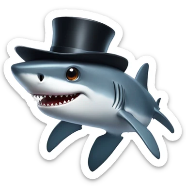 Shark with a top hat sticker