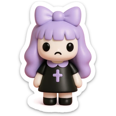 gothic bow, vinyl figure style sticker