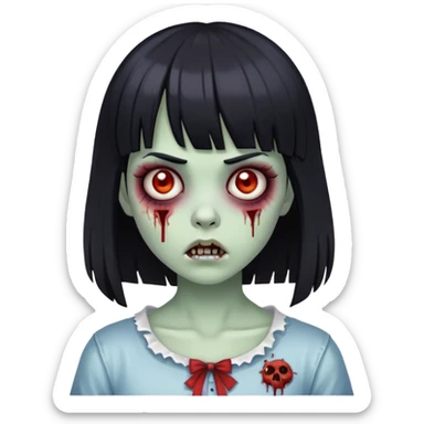 garota zumbi cabelo preto e franja sticker