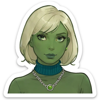 blonde girl in turtleneck portrait blue eyes sticker