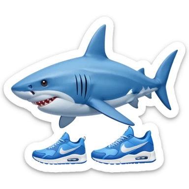 Tralalero Tralala, a shark with 4 legs and blue nike sneakers on each foot sticker