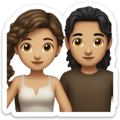 brunette girl brown eyes and mexican boy with black hair sticker