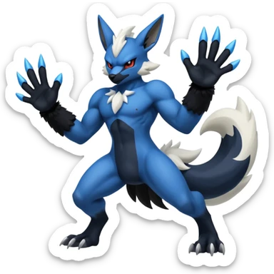 Mega lucario and mega Absol fusion full body four legs sticker