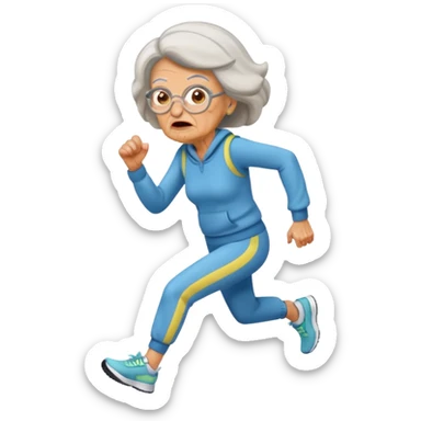 grumpy old lady running and chasing spongebob sticker