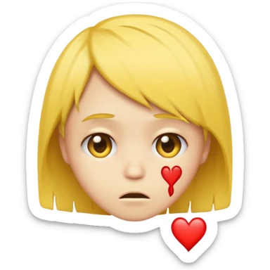 classic yellow emoji of a broken heart with emo hairstyle and sad expression sticker