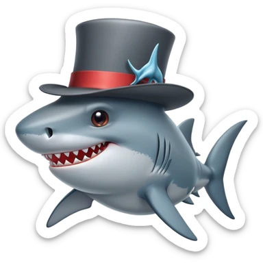 shark with a tophat sticker