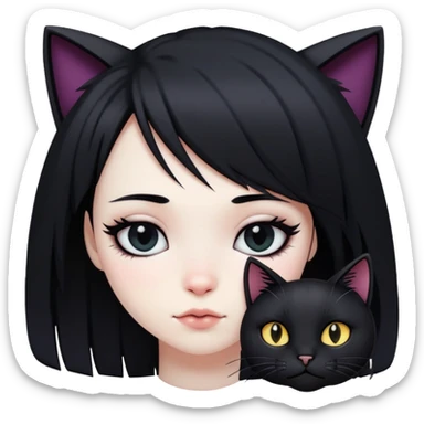 A emo girl and a cat sticker