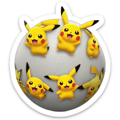 3d sphere with a cartoon Pikachu skin texture sticker