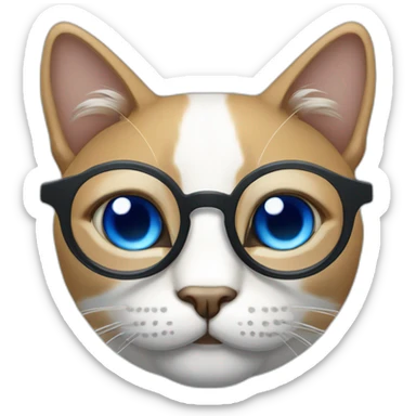 Gato con lentes con un lente trasparente y otro de color azul  sticker