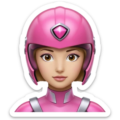 pink power ranger, woman emoji, only head, pink power ranger helmet on sticker