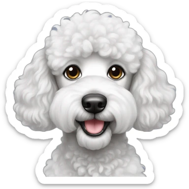 face of a black white poodle sticker