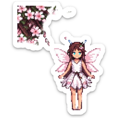 fairy and cherry blossom tree sticker