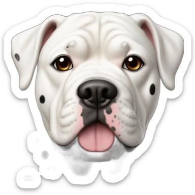 White, American Bull dog, with black spots around eyes and bodies sticker