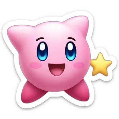 cute happy Kirby jumping on a star sticker