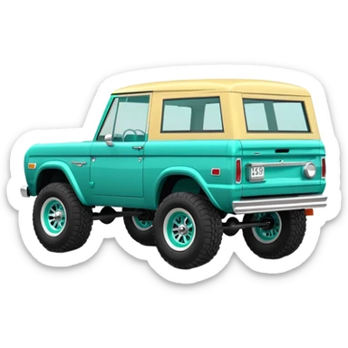 turquoise green classic ford bronco with slot alminum wheels sticker
