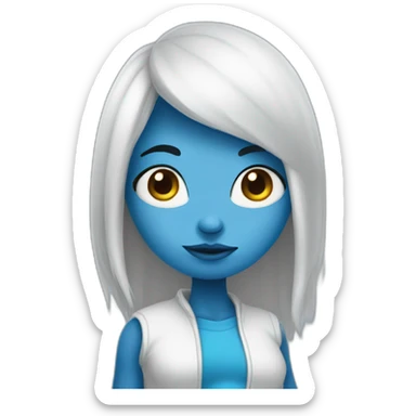 girl with blue skin like smurf sticker