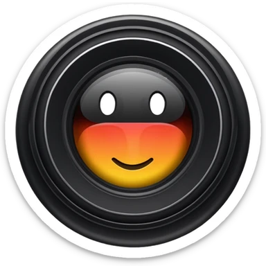 A simple camera lens, apple emoji style, minimalist design sticker