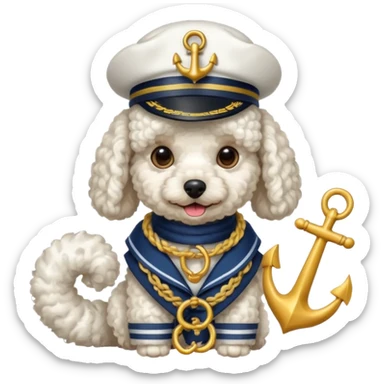 poodle with an anchor sticker