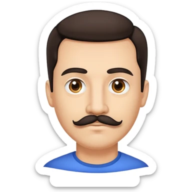 man face with mustache, medium eyes, medium light skin, dark hair, no neck sticker