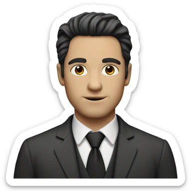 white man with black middle parting hair  sticker