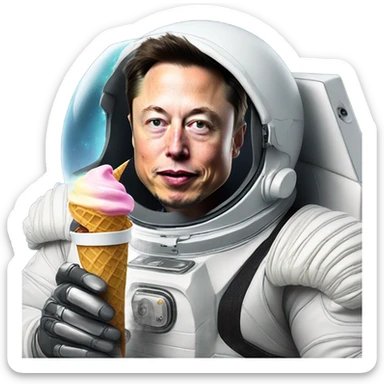 Elon musk in space suit eating ice cream  sticker