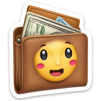 Design an emoji of an open wallet with dust coming out instead of money. The wallet looks abandoned and empty, representing financial struggles sticker