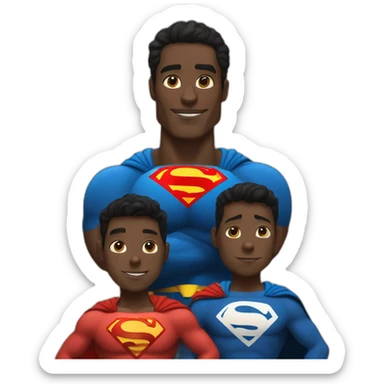 Black superman with two sons sticker