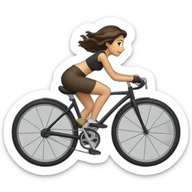 Brunette riding bicycle sticker
