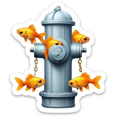fire hydrant with gold fishes sticker