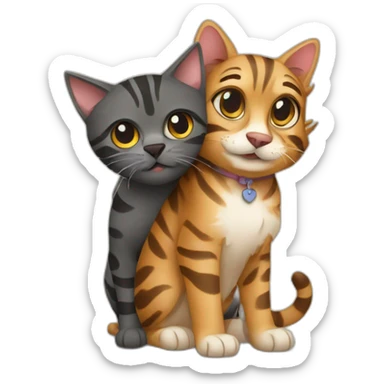 Hugging-bengalcat-and-yorkiedog sticker