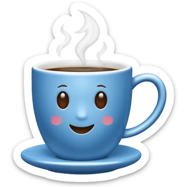 blue coffee cup with steam sticker